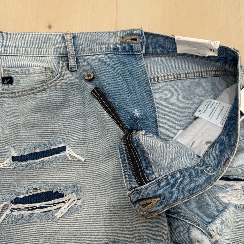 NWT KanCan Leandra High Rise Crossover Shorts Denim Raw Hem Women's XL *Flaw* - Picture 15 of 16